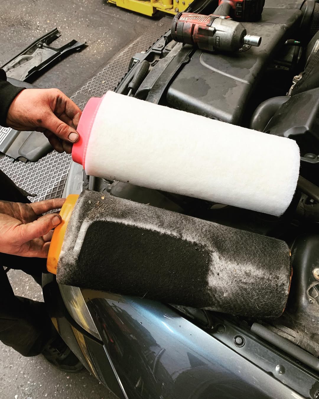 Before and after engine service comparison